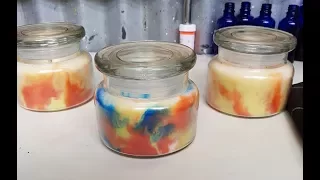 Making a tie dye candle,  soy wax