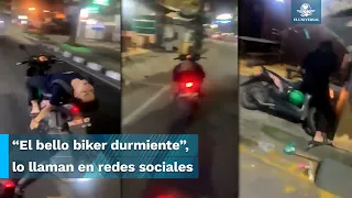 Así terminó biker tras quedarse dormido al volante