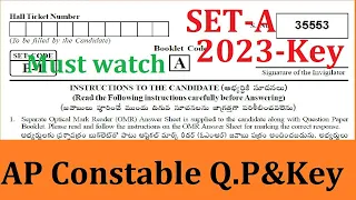 AP Constable Question paper and 🗝️ Key Set - A