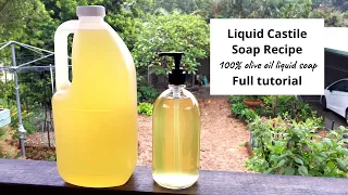 Liquid Castile Soap Making – 100% olive oil liquid soap recipe – full tutorial with easy recipe