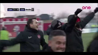 Alphonso Davies as the announcer for Sam Adekugbe’s goal vs USA