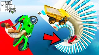 FRANKLIN TRIED IMPOSSIBLE TRIANGULAR SPIRAL LOOP PARKOUR RAMP CHALLENGE GTA 5 | SHINCHAN and CHOP