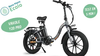 Vakole Y20 Pro - Test de ce vélo électrique pliable et puissant résumé en moins de 5 min