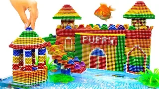 DIY - Build Amazing Aquarium Puppy Mud Dog House With Magnetic Balls (Satisfying) - Magnet Balls