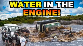 ROOF DEEP water crossing causes CHAOS! Moreton Island adventure gone wrong...