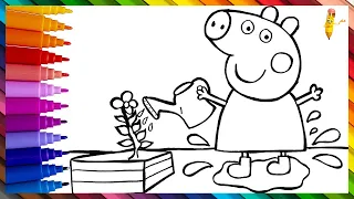 Drawing And Coloring Peppa Pig Water A Flower 🐷💧🌼 Drawings For Kids