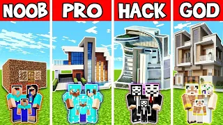 BEAUTIFUL HOUSE BUILD CHALLENGE - NOOB vs PRO vs HACKER vs GOD in Minecraft