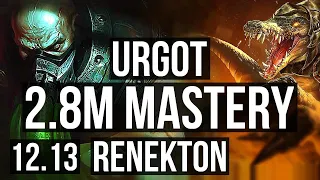 URGOT vs RENEKTON (TOP) | 2.8M mastery, 14/2/6, 1100+ games, Legendary | EUW Diamond | 12.13