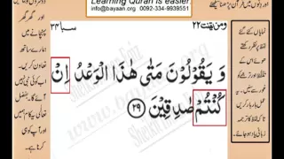 Learn Quran in Urdu translation word by word learning, Surah 34 Ayat 37