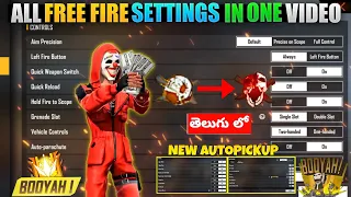 FREE FIRE ALL SETTINGS FULL DETAILS || HOW TO USE SETTINGS IN FREE FIRE IN TELUGU | BEST SETTINGS