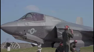 USMC. VMFA 121 & VMFA 242 load ordnance onto F35B Lightning II at Kadena Air Base Okinawa Japan 2023