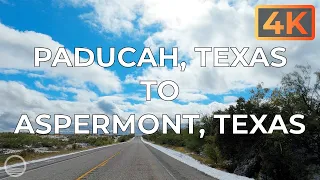 Paducah, Texas to Aspermont, Texas on US 83. An UltraHD 4K Real Time Driving Tour.