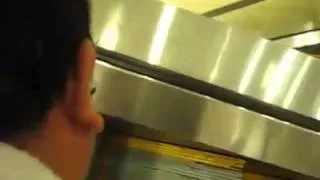 Testing performance with crocs on escalators