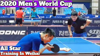 Tomokazu Harimoto, Fan Zhendong, Ma Long, Lin Jun-Yu Training in Weihai | 2020 Men's World Cup