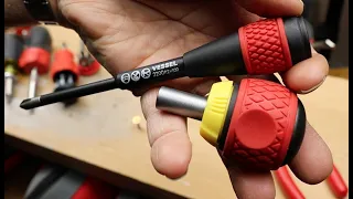 Vessel Ratcheting Ball-head Stubby Screwdriver: This thing really delivers the options and size $16!