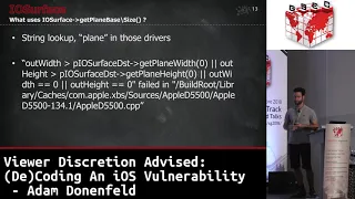 #HITBGSEC 2018 D2: Viewer Discretion Advised: (De)Coding An iOS Vulnerability - Adam Donenfeld