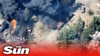 Ukraine elite forces demolish Russian tanks & base to fiery wrecks