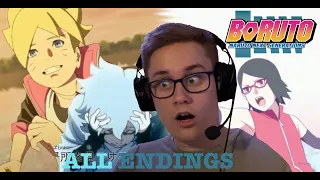 Boruto Endings (1-15) FIRST TIME REACTION | THESE FEEL LIKE OPENINGS?!