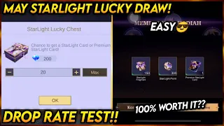 10 DIAMOND!! DRAW STARLIGHT LUCKY CHEST 2024 (DROP RATE TEST)! - MLBB