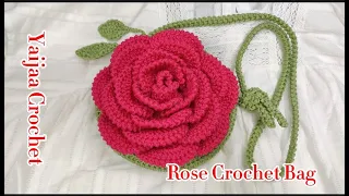 ถักโครเชต์กระเป๋าถือลายดอกกุหลาบแบบทันสมัย in trend rose crochet bag