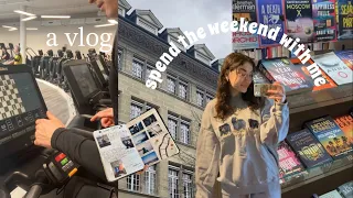 vlog d’un weekend | bookshopping, lectures, révisons, fit, journaling ♡