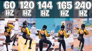 PLAYING FORTNITE 60HZ VS 120HZ VS 144HZ VS 165HZ VS 240HZ