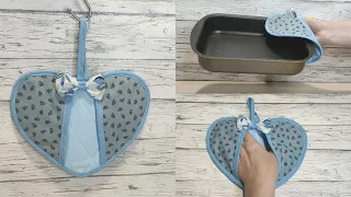 (DIY) You have never had such an oven mitt yet !!! Hot pot holder in the shape of a heart.