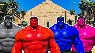 RED HULK, GREY HULK, BLUE HULK, PINK HULK Vs HULK SMASH | Multiverse GTA Superheroes Battle