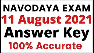 नवोदय विद्यालय प्रवेश परीक्षा Class 6//11 AUGUST 2021//Answer key //100% Accurate