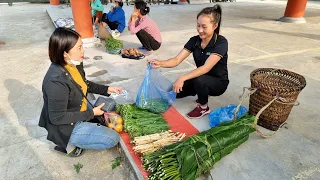 Harvest, dong leaves, wild vegetables, bring to the market to sell, Ly Thi Tam