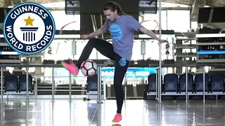 Most 'around the world' ball control tricks in one minute - Indi Cowie - Guinness World Records