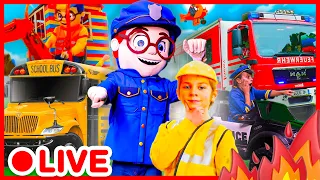 🔴 LIVE | BIG TRUCKS, CONSTRUCTION AND EXCAVATOR 🚒🚧 Kids pretend play compilation