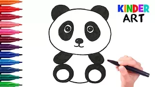 Как нарисовать панду начинающим поэтапно | How to draw a panda. Coloring page for kids