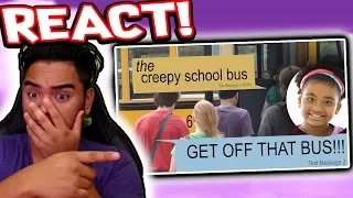 REACTING TO THE CREEPY BUS TEXT STORY | Scary Stories