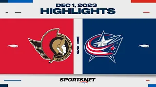 NHL Highlights | Senators vs. Blue Jackets - December 1, 2023