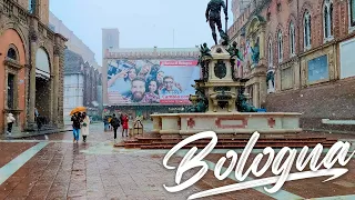 A RARE EVENT OF BOLOGNA IN THE SNOW. Italy - 4k Walking Tour around the City - Travel Guide. #Italy