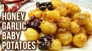 Honey Garlic Baby Potatoes - Quick & Easy Veg Starter Recipe - Stop Motion Cooking - Sonali