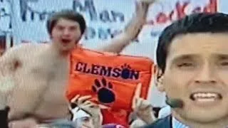 CLEMSON FAN TAKES SHIRT OFF AND DANCES COLLEGE GAMEDAY! SO FUNNY!
