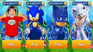 Tag with Ryan vs Sonic Dash - Movie Hyper Sonic vs Catboy vs All Bosses Zazz Eggman