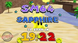 [WR] SM64 Sapphire - 30 Star Speedrun in 19m 22s