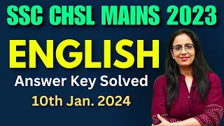 SSC CHSL Mains 2023 Answer Key Solved  || Held on 10 Jan 2024 || English || English With Rani Ma'am