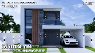 Small House Design | Simple House | 5.5m x 7m  2 Storey | 3 Bedroom