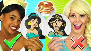 PANCAKE ART CHALLENGE WITH FROZEN 2 ELSA, BELLE, TIANA, MULAN & DISNEY PRINCESSES. TOTALLY TV Parody