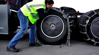 The BEST Instruction on Tire Chain Installation ever.