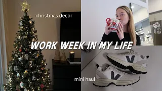 work week in my life: 9-5 job, christmas decor, nuuly haul + spotify wrapped | maddie cidlik