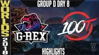 GRX vs 100 Highlights | Worlds 2018 Group D Day 8 | G-REX(LMS) vs 100 Thieves(NALCS)