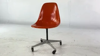 Eames Wheeled Mid Century Shell Chair Orange