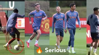 Man United serious training for Manchester Derby as Antony, Eriksen ,Malacia, Varane, Sancho all..