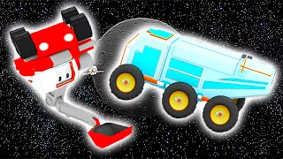 Das Mond Fahrzeug - Lerne mit den kleinen Trucks | Planierraupe, Kran, Bagger, Educational cartoon