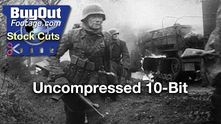 German Soldiers Pass Burning American Military Convoy | Battle of the Bulge | WW2 Stock Footage